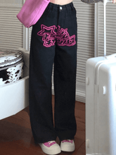 Star Heart Pattern Boyfriend Jeans